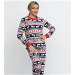 Pijamale Dama Craciun Pijama dama din bumbac navy cu imprimeu craciun