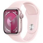 APPLE Watch Series 9, GPS, 41mm Pink Aluminium Case, Light Pink Sport Band - S/M