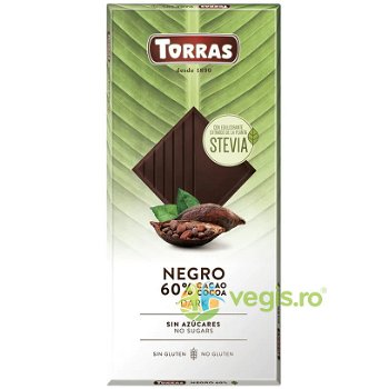 Ciocolata Neagra cu 60% Cacao fara Gluten 100g TORRAS