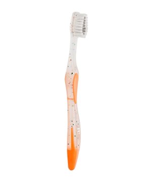 Periuța de dinți manuală pentru copii de la primul dințișor, cu peri super-soft cu argint NovaCare, cu mâner portocaliu