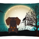 Caroline`s Treasures Halloween înfricoșător sârmă cu părul Dachshund Ciocolata Canvas Fabric pernă decorativă Multicolore 12H x16W, 