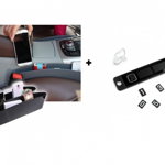 Pachet auto: suport/ placa pentru numarul de telefon, pentru interior parbriz + Suport pentru masina - format din 2 buzunare ce se amplaseaza intre scaunele masinii, Red Mag Online