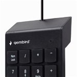 Tastatură numerică Gembird USB numeric keypad, 18 taste, Negru, USB, Cu fir