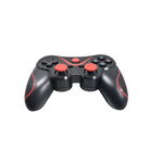 Controler KlaussTech Wireless pentru PC si Smartphone, Acumulator 500 mAH, Autonomie 8 h, Incarcare 2 h, Negru/Rosu, KlaussTech