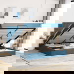 vidaXL Cadru pat otoman cu saltele Albastru închis 160x200cm catifea, vidaXL