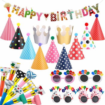 Set de 22 accesorii de petrecere KKSJK, hartie, multicolor