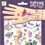 Joc creativ Tatuaje Djeco Pasari multicolore, 2-3 ani +, Djeco