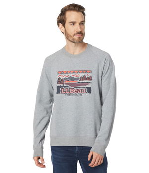 Imbracaminte Barbati LLBEAN Camp Crew Neck Graphic Regular Gray HeatherVintage Logo, L.L.BEAN