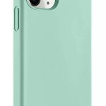 Husa din silicon compatibila cu iPhone 15 Pro, silk touch, interior din microfibra, camera bump, Verde Menta, X-Level