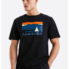 Nautica, Tricou regular fit cu logo Erik, Negru, S