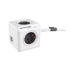 Prelungitor PowerCube ALLOCACOC 1402GY, 4 prize, USB, 1.5m, Gri