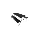 Set mobilier gradina/terasa, pliabil, 1 masa, 2 banci, negru, 180x74x74 cm/180x30x45 cm, Malatec, IsoTrade