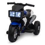 HOMCOM Motocicletă Electrică Copii 3-6 Ani, 3 Roți, Baterie 6V, din PP și Metal, Albastru Închis și Negru, 86x42x52cm | Aosom Romania, HOMCOM