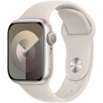 Apple Watch 9, GPS, Carcasa Starlight Aluminium 41mm, Starlight Sport Band - M/L, Apple