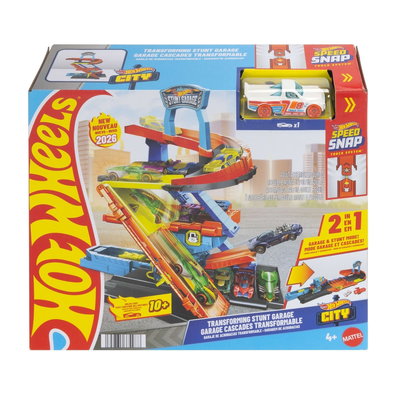 Set de joaca 2in1 cu masinuta, Hot Wheels, Transforming Stunt Garage, JHL94, Hot Wheels