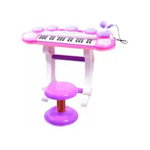 Instrument muzical Malplay Orga electronica - Pian cu MP3 cu lumini si sunete cu microfon si scaunel roz, Malplay