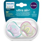 Suzete Ultra Air SCF085/59 pentru 0-6 luni Verde/Roz, 2 bucati, Philips Avent, Philips Avent