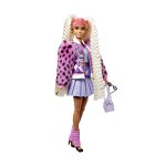 Papusa Barbie cu ghiozdan mov, 25.5 x 7 x 33 cm