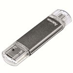 Memorie USB HAMA Laeta Twin 123926, USB 2.0 - MicroUSB, 64GB, gri