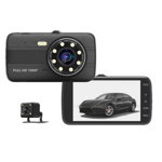 Camera Video Auto Novatek T800 Dubla 8 Led-uri Nightvision tip LED FullHD 12MPx si Display 4\"