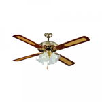 Candelabru clasic cu ventilator 55W, intrerupator pe fir, 4 becuri, dulie E27, maro, V-TAC, V-Tac