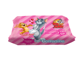 Servetele umede pentru copii, Cottonino, Tom & Jerry, Bubble Gum, 72, 
