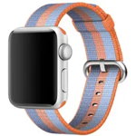 Curea iUni compatibila cu Apple Watch 1/2/3/4/5/6/7, 40mm, Nylon, Woven Strap, Orange/Blue