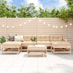 Gossi set mobilier de gradina cu perne, 7 piese, lemn masiv, Gossi