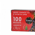 Instalatie de Craciun sirag luminos cu 8 jocuri de lumini 100 de beculete multicolore 5 m, Regency