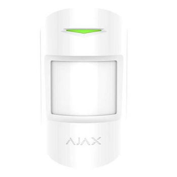 Detector de miscare/geam spart wireless AJAX CombiProtect WH, PIR, microfon electret, pet immunity