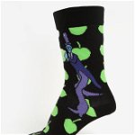 Sosete unisex verde & negru cu print - Happy Socks Apples, Happy Socks