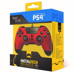 Controller Metaltech Wired Steelplay Ruby Red pentru PC PlayStation 3 si PlayStation 4