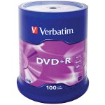 Mediu stocare Verbatim DVD+R 4.7GB 16x Matt Silver spindle 100 buc