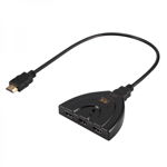 Comutator 4K HDMI 3-1 pigtail JL-4K0301PC cu cablu HDMI ce suporta HDCP PS4 Pro Blu-ray DVD Proiector 3D 2160p, negru, krasscom