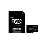 Card memorie Apacer microSDXC 64GB UHS-I clasa 10 + adaptor black