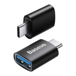 Adaptor USB-C la USB Baseus OTG Ingenuity, 10 Gbps, Negru, Baseus