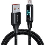 Cablu pentru incarcare si transfer date Mcdodo CA-1070 cu display, USB/MicroUSB, 18W, 3A, 1.2m, Negru, Mcdodo