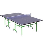 HOMCOM masă de ping pong pliabilă masă de ping pong roți masă de ping pong pentru interior masă de ping pong pentru exterior violet verde, HOMCOM