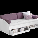 Pat din pal cu 2 sertare si 4 perne, pentru copii si tineret Daybed Alb, 200 x 90 cm