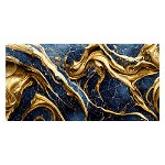 Tablou abstract imitatie marmura, auriu, albastru 1856 - Material produs:: Poster pe hartie FARA RAMA, Dimensiunea:: 40x80 cm, 