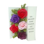 Aranjament din flori de sapun realizat in carte reala, cu mesaj  - OMIS01307