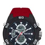 Ceasuri Barbati Kenneth Cole Reaction Mens Black Dial Ana-Digit Movement Silicone Watch 50mm RED