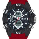 Ceasuri Barbati Kenneth Cole Reaction Mens Black Dial Ana-Digit Movement Silicone Watch 50mm RED