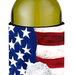 Caroline`s Treasures Pudel de jucărie albă cu American Flag SUA sticla de vin de băuturi Izolator Hugger Alb Wine Bottle, 