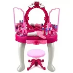 Masuta de infrumusetare MalPlay Glamor Mirror cu sunete si lumini uscator de par cu baterii si accesorii pentru fete  Roz