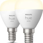 Pachet 2 becuri LED inteligente Philips Hue P45, Bluetooth, Zigbee, lustra, E14, 5.7W, 470 lm, lumina alba calda (2700K), Philips