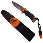 Cutit de vanatoare IdeallStore®, Survival Blade, 20.5 cm, otel inoxidabil, portocaliu, husa inclusa, IdeallStore