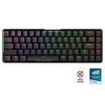 Tastatura gaming mecanica ASUS ROG Strix Scope TKL Deluxe, RGB, switch-uri Cherry MX Red, cadru din aluminiu, suport ergonomic detasabil, iluminare Aura Sync, Negru