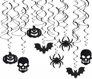 Set de 16 decoratiuni pentru Halloween AirSMall, PVC/plastic, negru