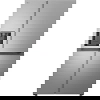 LG Side by side LG GSJ41PYPE, 641 l, No Frost, LINEARCooling, Compresor Smart Inverter, Dozator Apa, Clasa E, H 179 cm, Argintiu, LG